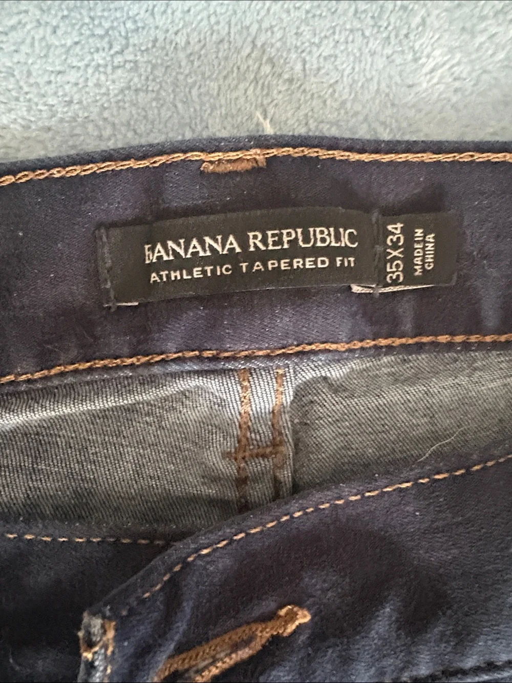 Men’s 35x34 Banana Republic Navy Straight-Leg Jeans, athletic tapered fit